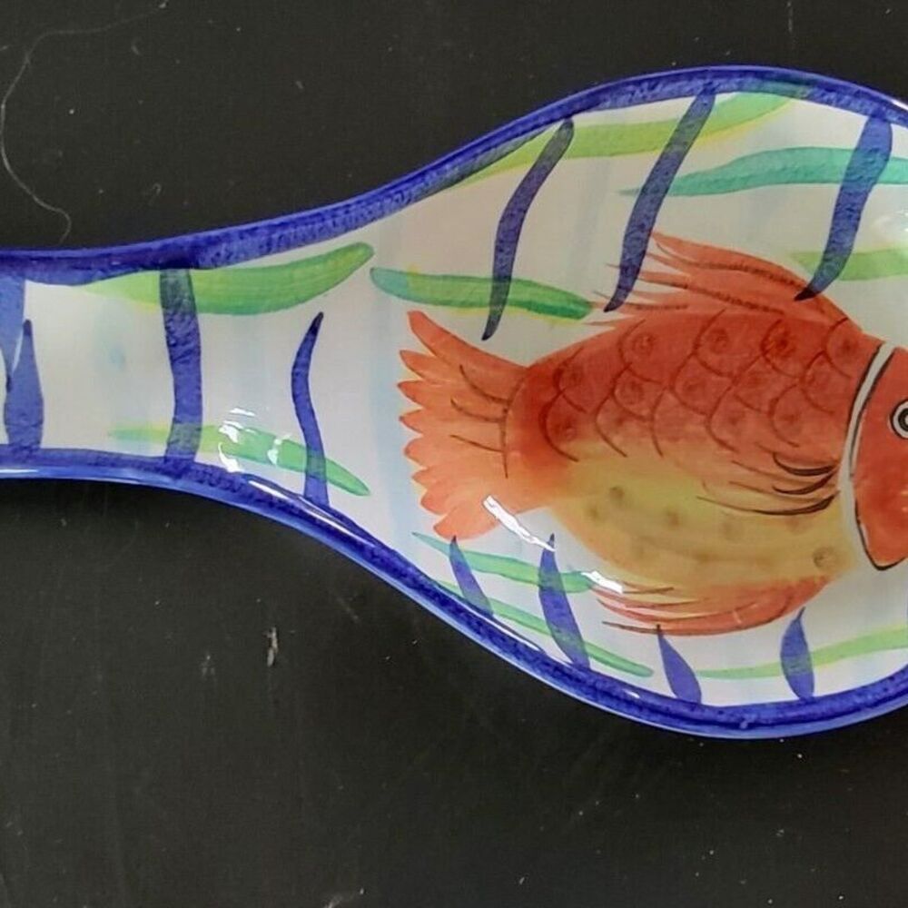 Florida Marketplace Ceramic 4.5x10in Colorful Fish Spoon Rest